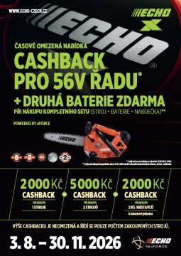 CASHBACK  PŘI NÁKUPU  56V AKU STROJŮ ECHO