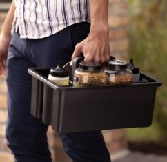 Weber Works transportní box s poklopem na příslušenství.